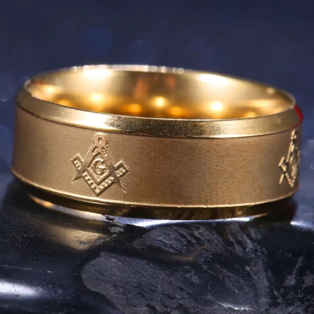Gold plated on Stainless Steel Masonic Ring S-6